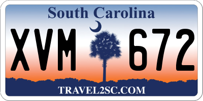 SC license plate XVM672