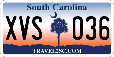 SC license plate XVS036