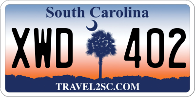 SC license plate XWD402