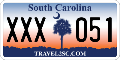 SC license plate XXX051