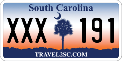 SC license plate XXX191