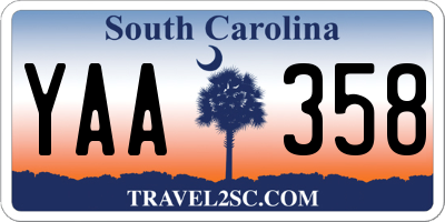SC license plate YAA358