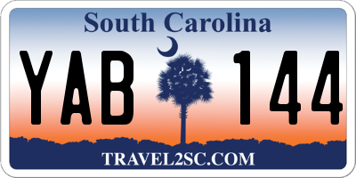 SC license plate YAB144