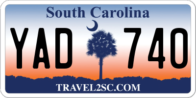 SC license plate YAD740