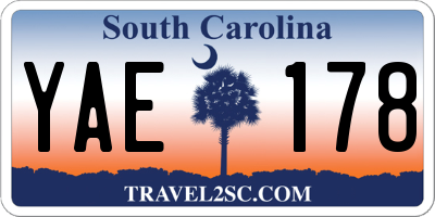 SC license plate YAE178