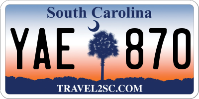 SC license plate YAE870