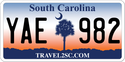 SC license plate YAE982