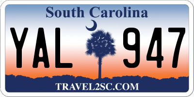 SC license plate YAL947
