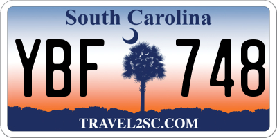 SC license plate YBF748