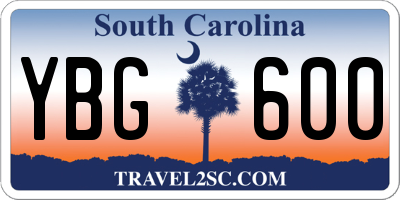 SC license plate YBG600