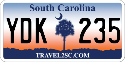 SC license plate YDK235