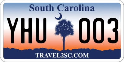 SC license plate YHU003