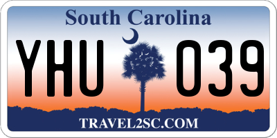 SC license plate YHU039
