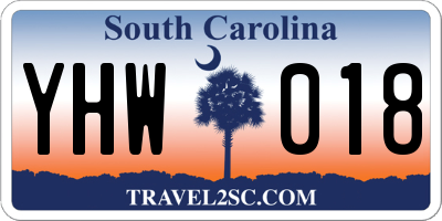 SC license plate YHW018