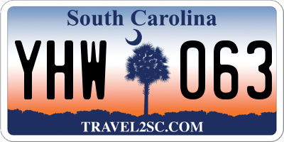 SC license plate YHW063