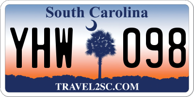 SC license plate YHW098