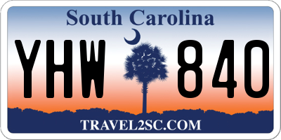 SC license plate YHW840
