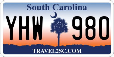 SC license plate YHW980