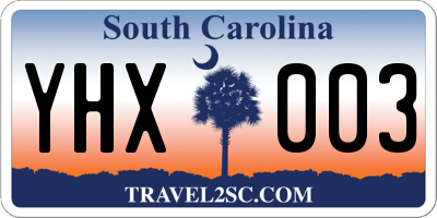 SC license plate YHX003