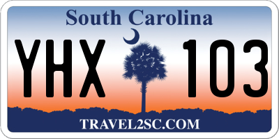 SC license plate YHX103
