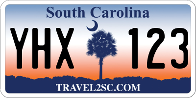 SC license plate YHX123