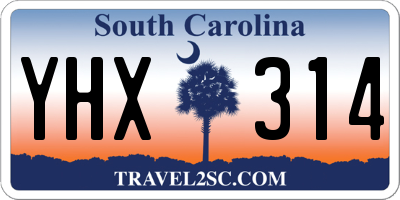 SC license plate YHX314
