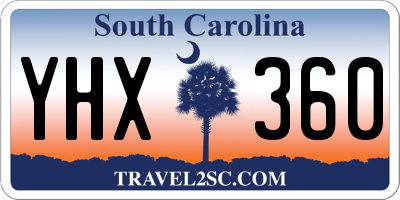 SC license plate YHX360
