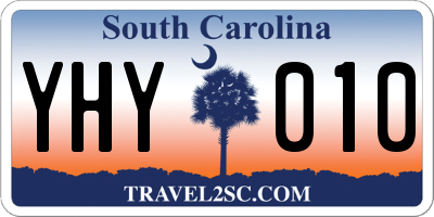 SC license plate YHY010