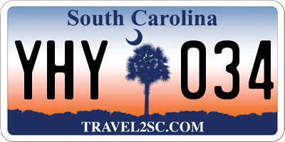 SC license plate YHY034