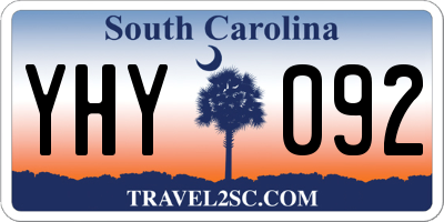 SC license plate YHY092