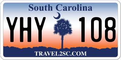 SC license plate YHY108