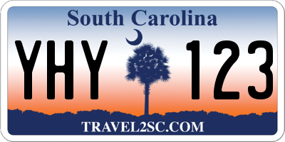 SC license plate YHY123