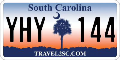 SC license plate YHY144