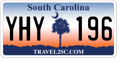 SC license plate YHY196