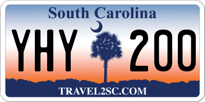 SC license plate YHY200