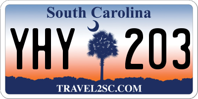 SC license plate YHY203