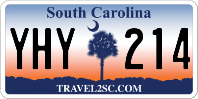 SC license plate YHY214