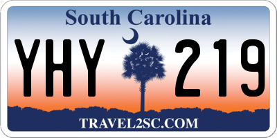 SC license plate YHY219