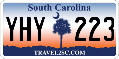 SC license plate YHY223
