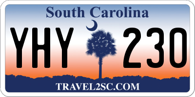 SC license plate YHY230