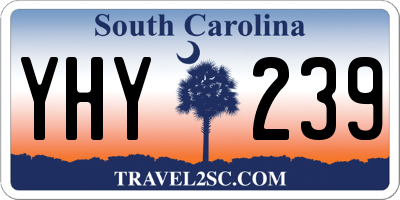 SC license plate YHY239