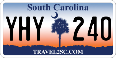 SC license plate YHY240