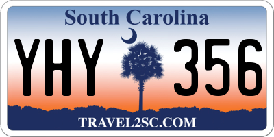 SC license plate YHY356