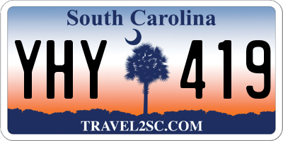 SC license plate YHY419