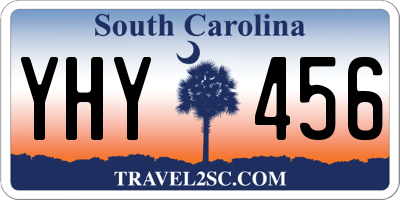SC license plate YHY456