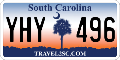 SC license plate YHY496