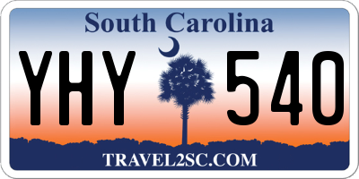SC license plate YHY540