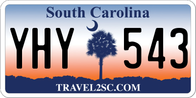 SC license plate YHY543