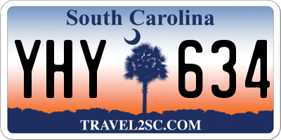 SC license plate YHY634