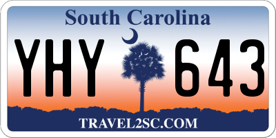 SC license plate YHY643